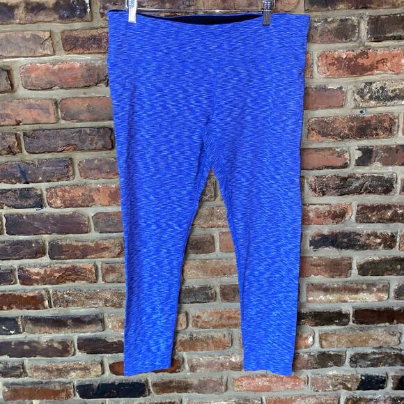 Tuff Athletics Blue Static Cropped Ankle Leggings Women's Size XL - Picture 1 of 4